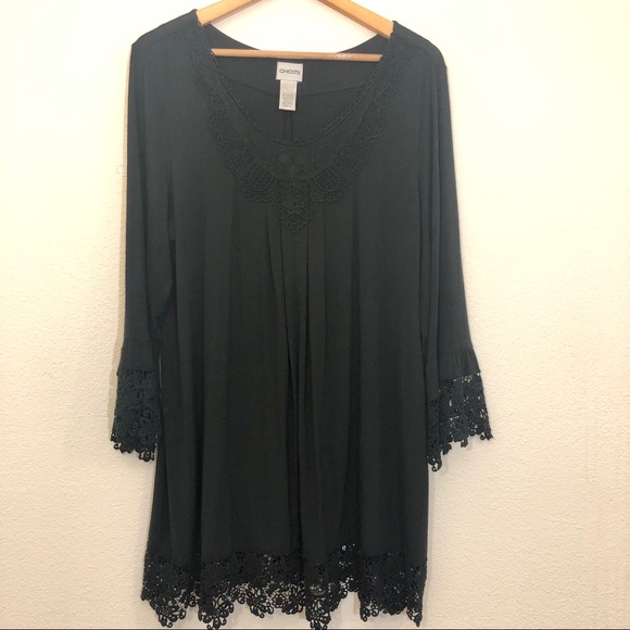 Chico's Tops - Chico’s Black lace Tunic XL